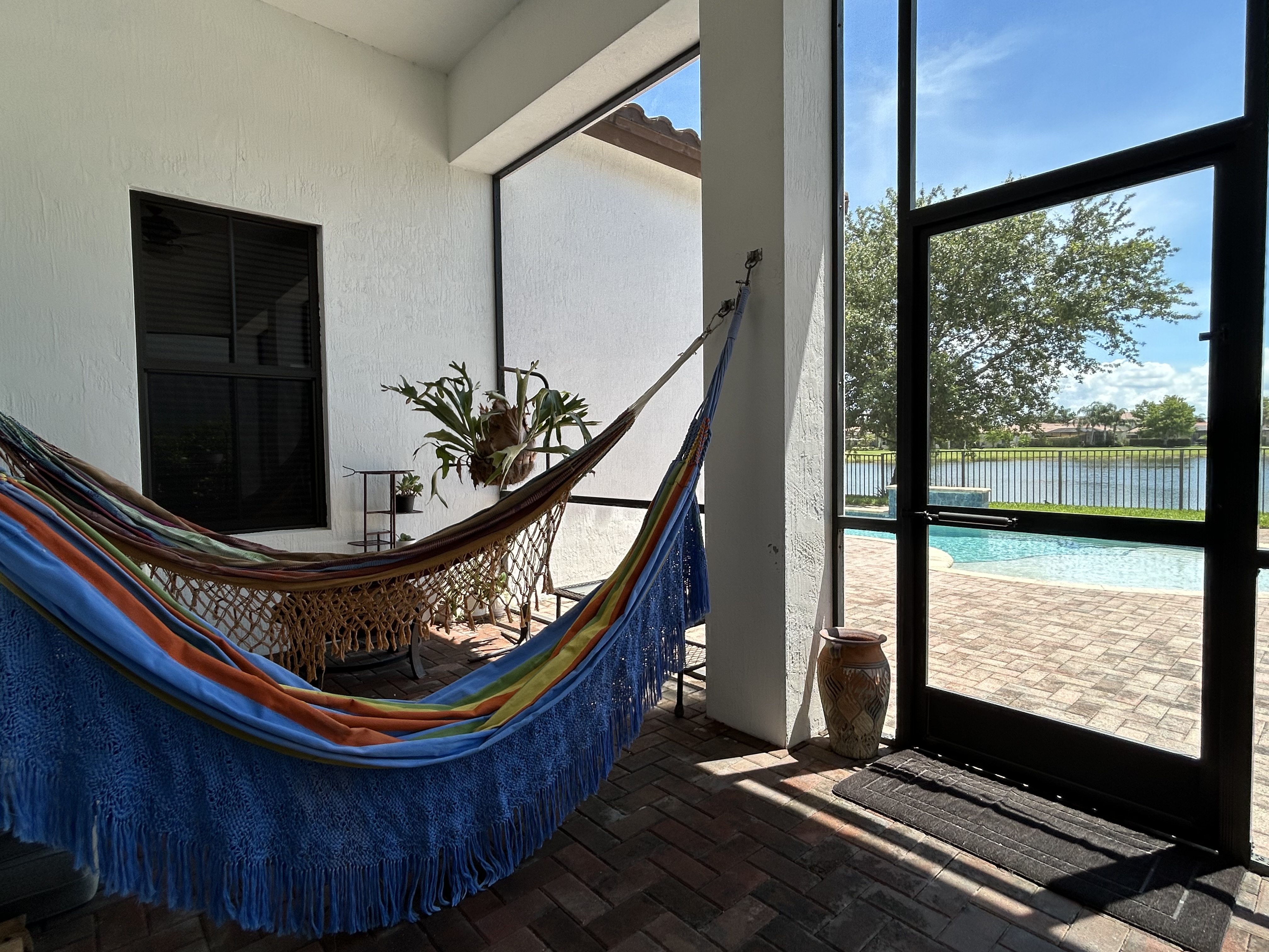 Hammocks in the fenced yard